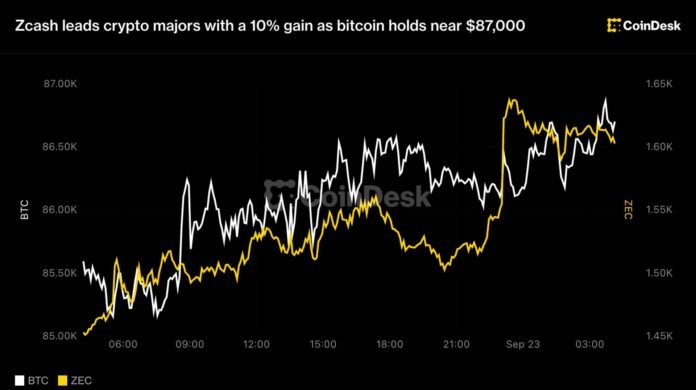 Zcash 10% artımla kripto liderləri arasında önə çıxdı, Bitcoin 87 min dollara yaxın qaldı - wecom.az